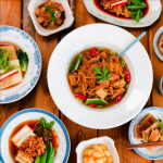 Authentic Asian cuisine variety with sushi, curry, and noodles