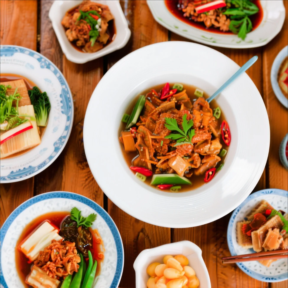 Authentic Asian cuisine variety with sushi, curry, and noodles