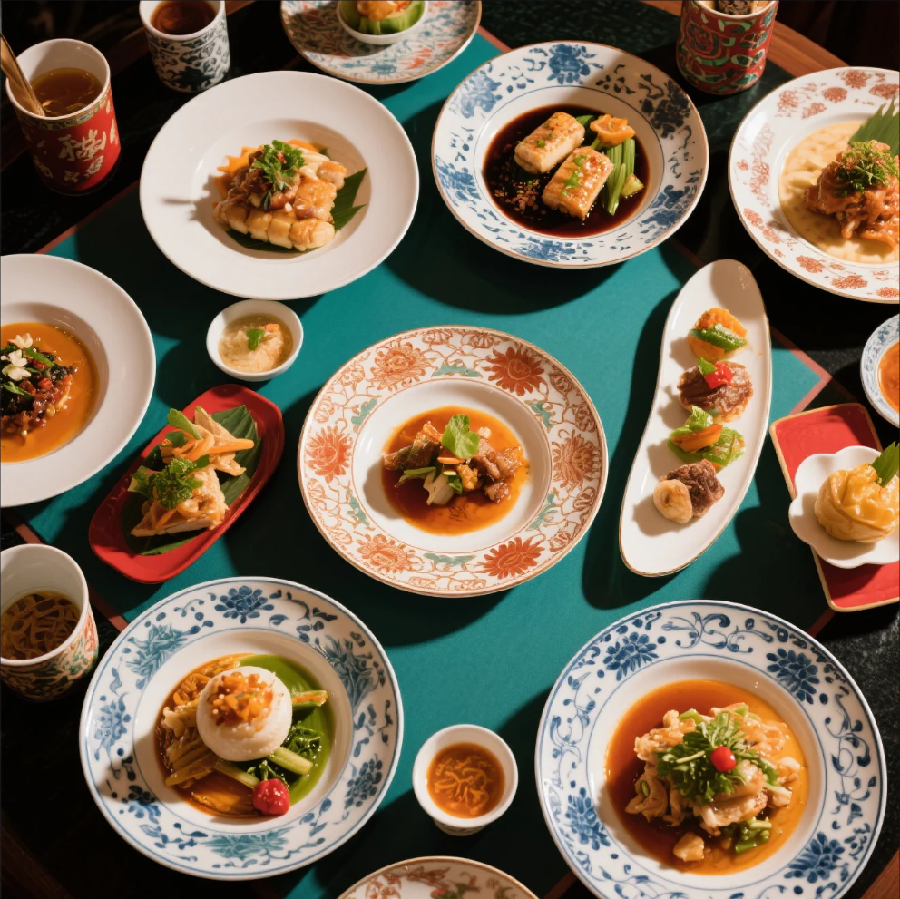 Fusion-style Asian dish with modern presentation