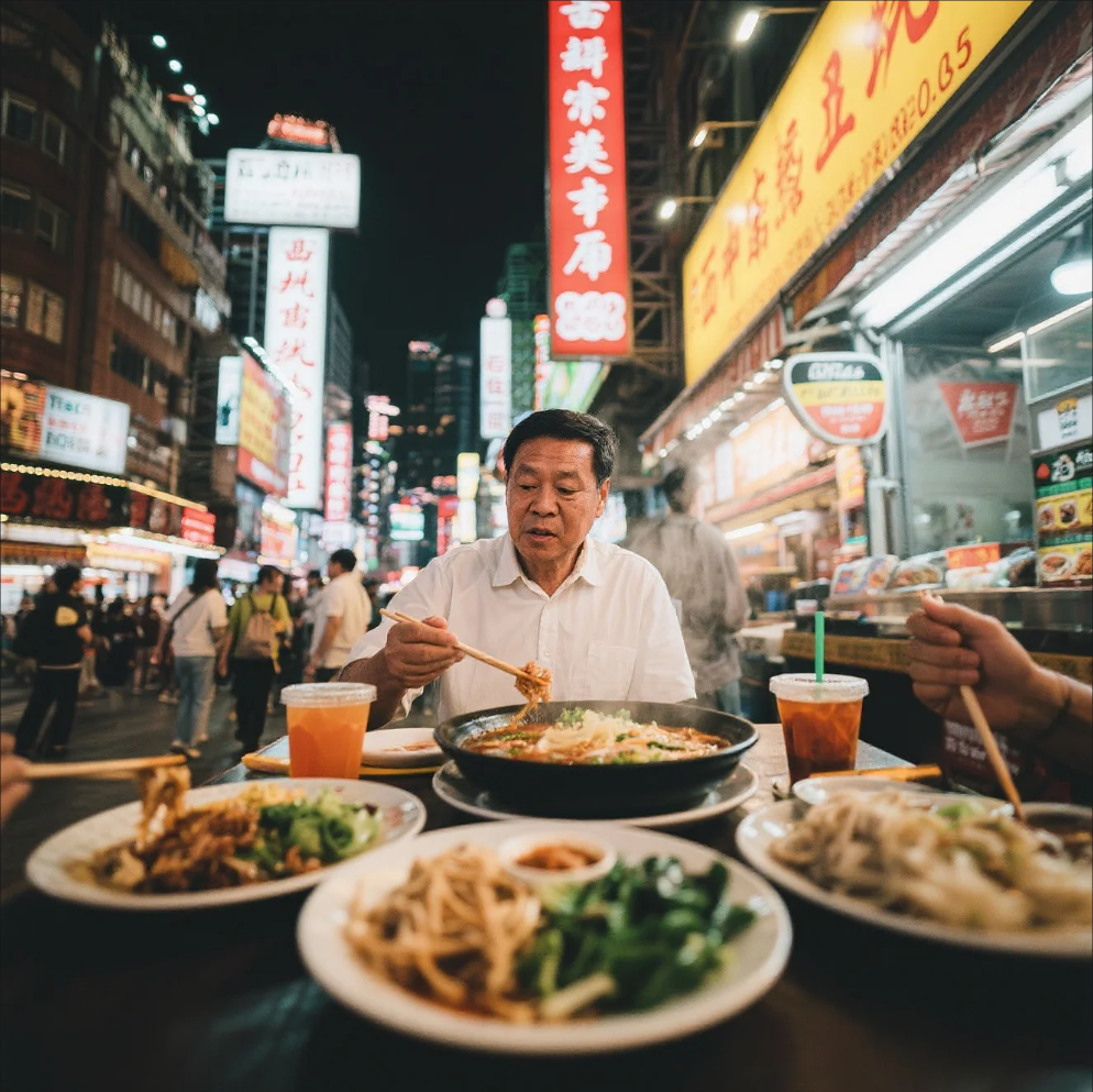 Locals and visitors enjoying Asian City’s street food and fine dining experiences