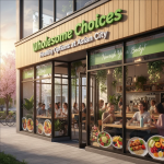 A beautifully arranged table of healthy Asian dishes—fresh spring rolls, grilled salmon, steamed vegetables, and green tea.