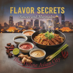 ted Asian sauces and marinades with fresh ingredients representing the flavor secrets of Asian City Restaurant.