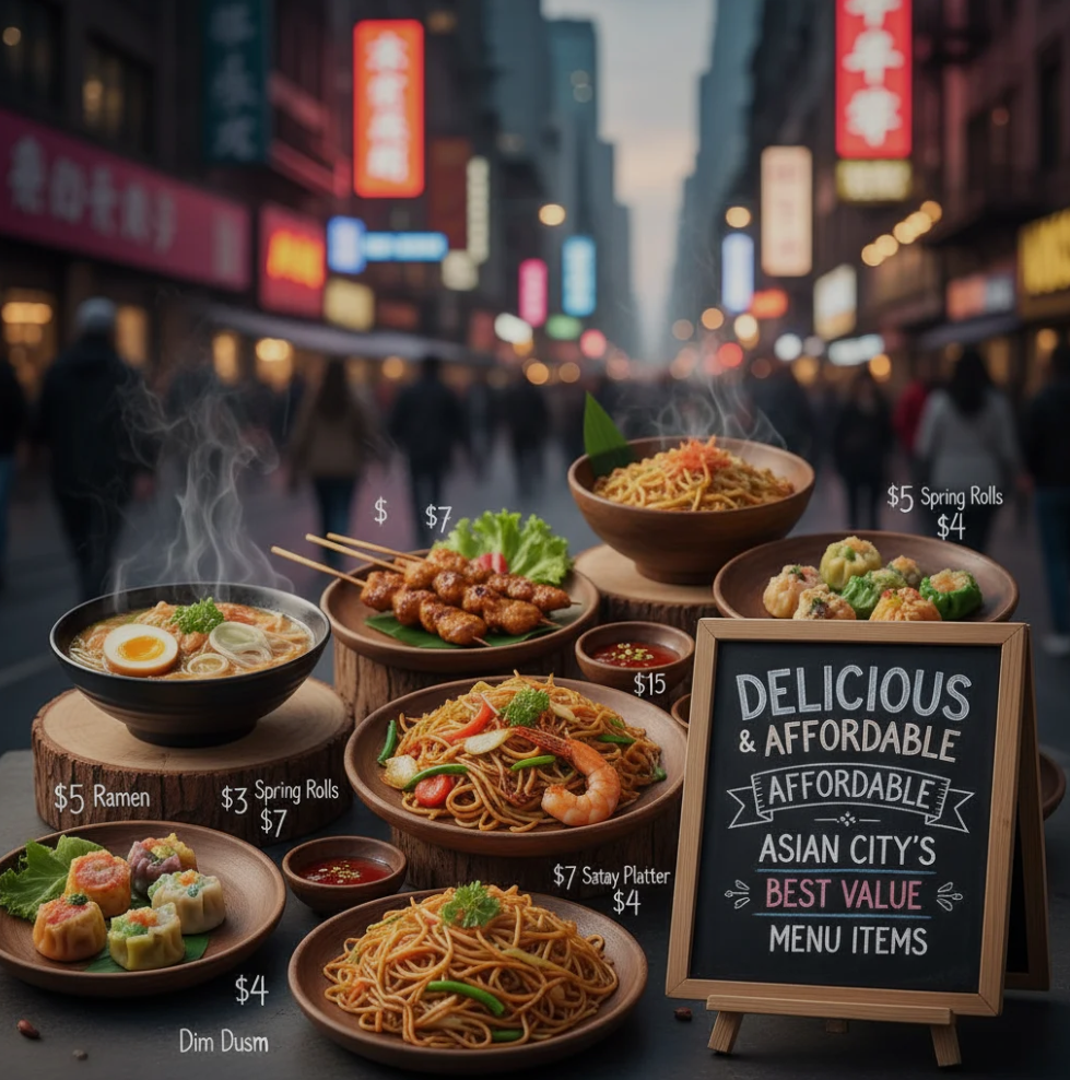 Asian City restaurant showcasing best value dishes on the menu.
