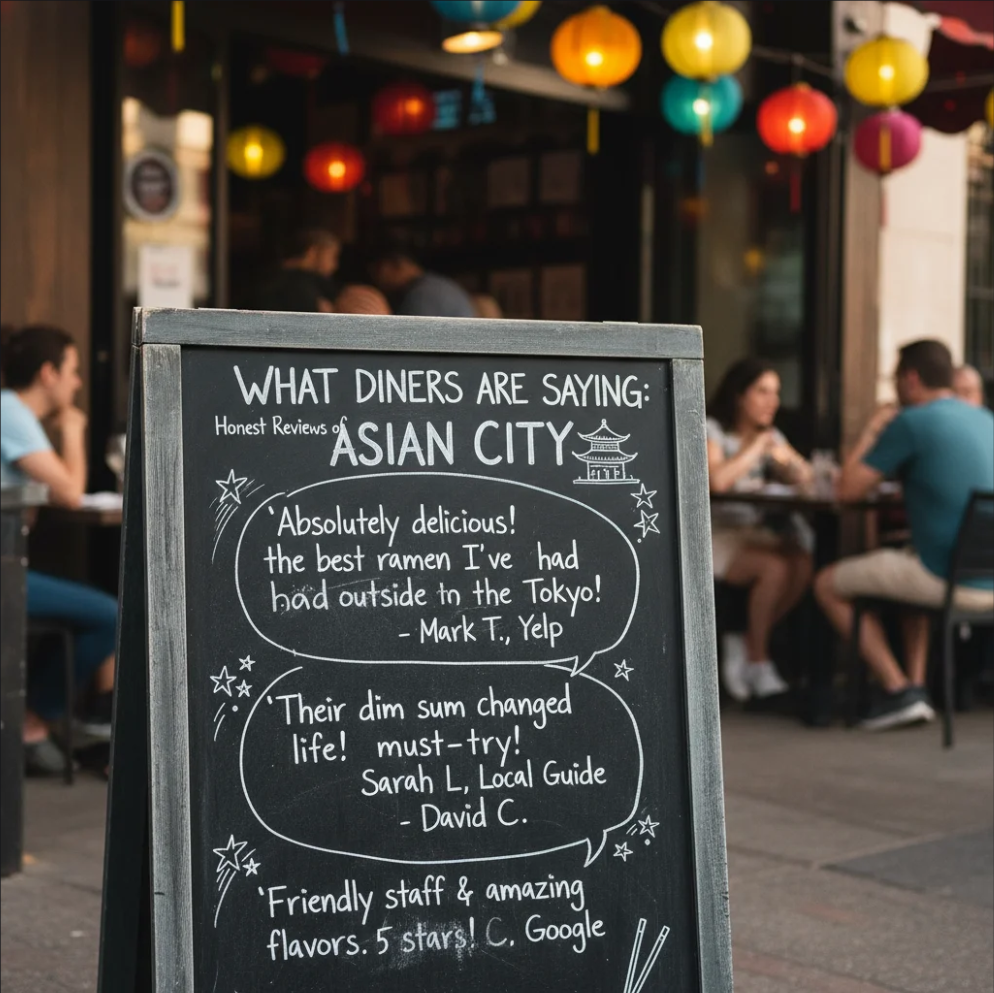 Modern Asian-inspired restaurant interior with warm lighting