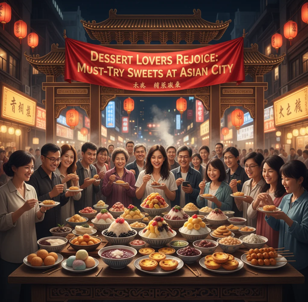 Slice of matcha cheesecake topped with whipped cream served at Asian City restaurant