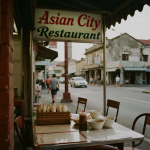Traditional Asian dishes served on a wooden table at Asian City Restaurant