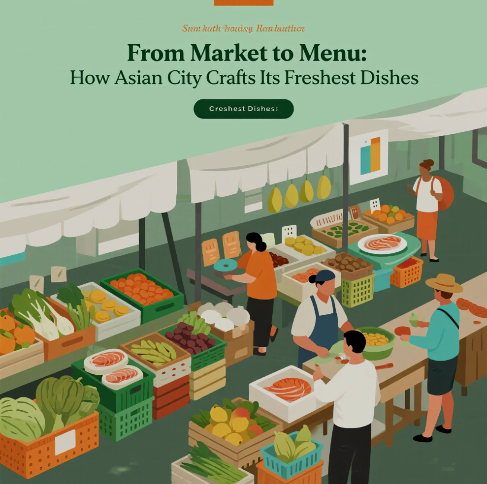 Chef preparing fresh market ingredients at Asian City restaurant