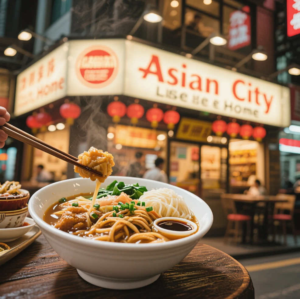 Asian City comfort food rice bowl served warm